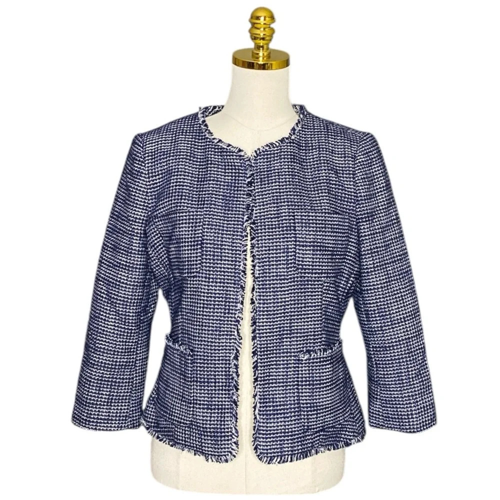 BANANA REPUBLIC | Women’s Tweed 3/4 Sleeve Open Front Blazer Jacket Size 12P